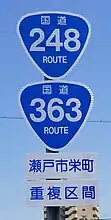 国道248号・363号標識（栄町内）