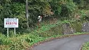高山市の不通区間付近車両通行不能の案内標識岐阜県高山市清見町楢谷