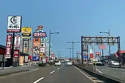新発田南バイパス沿いのロードサイド店舗群