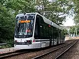 専用軌道を走行する36T(1406)(2023年撮影)