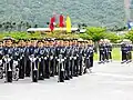 陸軍の軍楽隊。後方は儀仗隊