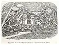 公園整備後の公園見取図。1871年。中央部のビュート (地形)状の丘の周りに人工湖が造られた。