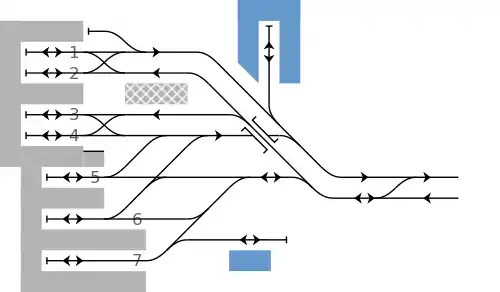 第5期 1939年(昭和14年)10月時点の大阪電気軌道上本町駅の配線