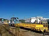 側線で休む工事用車両（2017年5月）