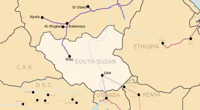南スーダンの鉄道網