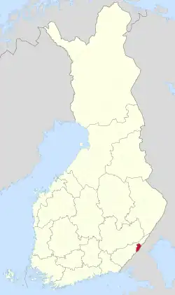 フィンランドにおけるラウトヤルヴィの位置の位置図