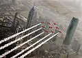 クウェートのアル・ハムラ・タワー上空で編隊飛行（2013年）