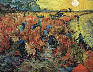 『赤い葡萄畑』1888年11月、アルル。油彩、キャンバス、73 × 91 cm。プーシキン美術館F 495, JH 1626。