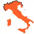 1919年のイタリア。第一次世界大戦で連合軍側で参戦したイタリアはサン＝ジェルマン条約で未回収のイタリアを併合した。