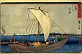 歌川広重『隷書東海道五十三次・桑名 七里の渡舟』