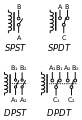 アメリカの継電器記号 SPST, SPDT, DPST, DPDT