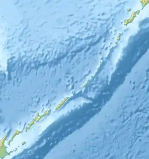 指臼岳の位置(千島列島内)
