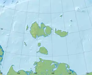 ストルボヴォイ島の位置（ノヴォシビルスク諸島内）