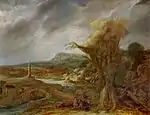 『オベリスクのある風景』(1638年)レンブラントあるいはホーファールト・フリンク1990年の盗難絵画