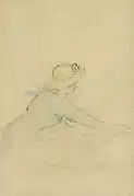 「ボートを漕ぐ女の子」鉛筆、インク、水彩画、ピエール＝オーギュスト・ルノワール、1870年代