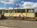 レーゲンスブルク歴史的路面電車協会により修繕が行われた付随車の車体(2019年撮影)