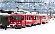 短編成でシャトルトレインとして運用されるBe4/4 514号機、ラントクアルト駅、2010年