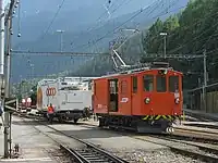 1909年製のベルニナ線の旧型入換機、De2/2形荷物電車