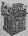 Ge4/6 355号機の主変圧器およびその上部に搭載されたタップ切換装置、1915年