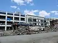 津波によって破壊された岩手県の陸前高田市役所（2011年4月12日撮影）