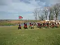 ウィリアム王戦争初期（1689～1691年頃）を再現した際の英軍第10歩兵連隊。この連隊は当時の英陸軍戦列歩兵連隊で唯一青い上着を着用していた。