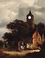 教会の隣の旅館の旅人