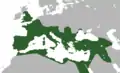 ローマ帝国 - トラヤヌス帝(98年 - 117年)時代の最大勢力図