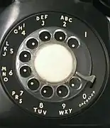 北米の電話機のダイヤル。アルファベットもふってある。