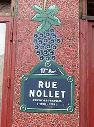 バティニョールとエピネット地区を走るノレ通り (Rue Nollet) のプラーク