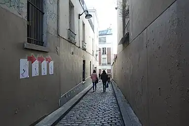 ルピック通りから見るオルシャン通り狹路箇所 (Partie étroite de la rue d'Orchampt vue depuis la rue Lepic.)