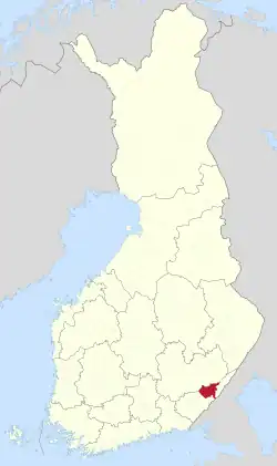 フィンランドにおけるルオコラハティの位置の位置図