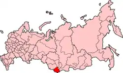 ロシア内のアルタイ共和国の位置の位置図