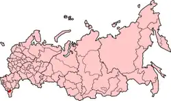 ロシア内のチェチェン共和国の位置の位置図