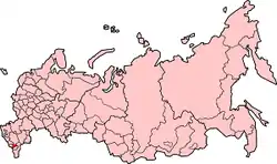 ロシア内のイングーシ共和国の位置の位置図