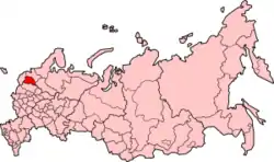 ロシア内のノヴゴロド州の位置の位置図