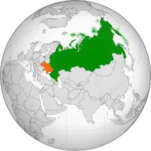 RussiaとUkraineの位置を示した地図