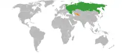 RussiaとUzbekistanの位置を示した地図