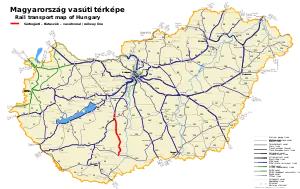 シャールボガールド - バータセーク線の路線図