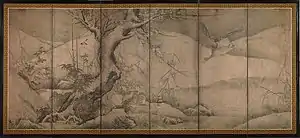 伝雪舟『四季花鳥図』(東京国立博物館)左隻