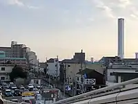 稲沢駅から見たSOLAÉと市街地