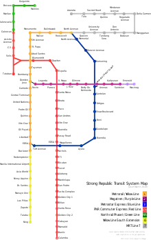 旧ラインカラーを使用した路線図