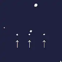 2000年11月21日にハワイ大学81インチ望遠鏡(UH88)（英語版）が撮影したテミスト。右から左に移動している