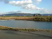 矢部川橋梁跡。瀬高駅方面を望む。