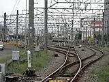 相鉄のポイント。一番右の線路がJR線に接続。（2009年8月）