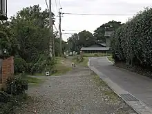 日鉱大平駅跡写真中央の消火栓付近が駅跡である。