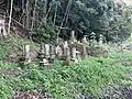 島津墓地西側の歴代住職墓碑（一部）