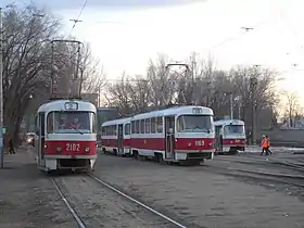 市電の主力車両・タトラT3SU（2014年撮影）