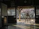 駅舎内からの眺め（2008年4月、昔ながらの駅舎の様子を残している）