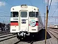 試作アルミ車の3066編成。鋼製車と同様に塗装されている（2023年10月 東二見車庫）