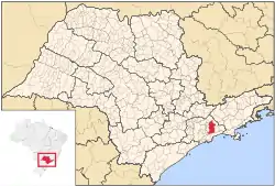 サンパウロ州内のモジ・ダスクルーゼスの位置の位置図